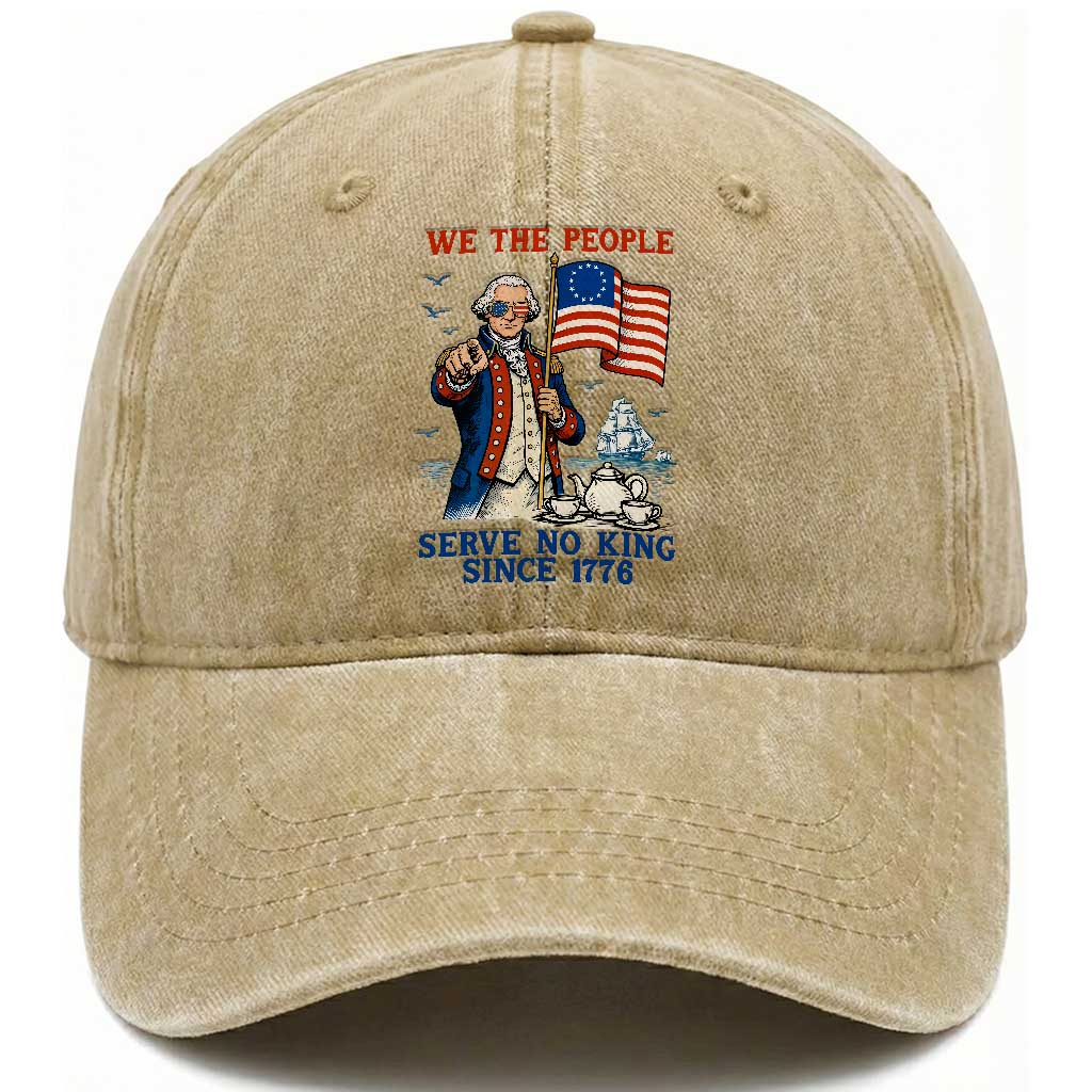 We The People Serve No Kings Washed Cotton Baseball Cap Funny George Washington Protest