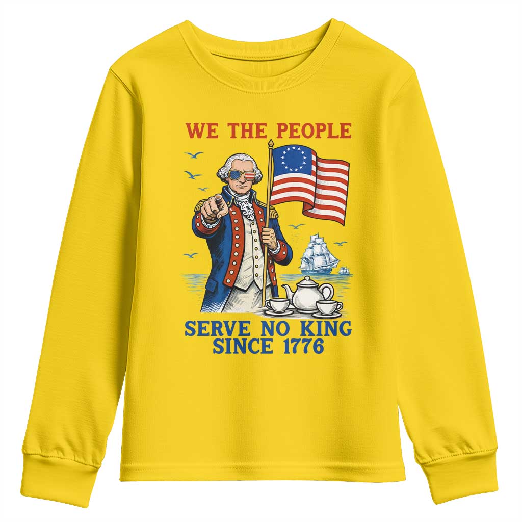 We The People Serve No Kings Youth Sweatshirt Funny George Washington Protest