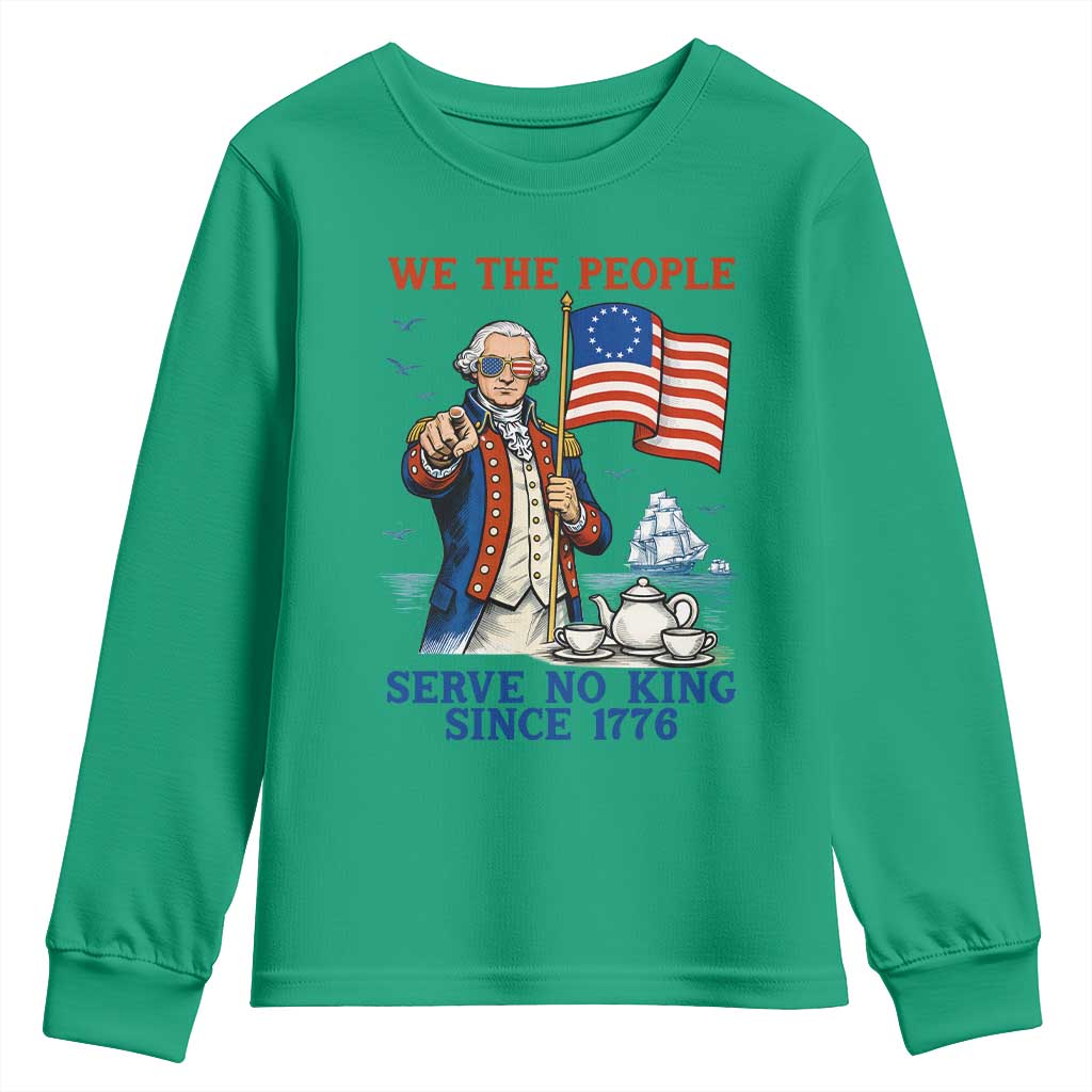We The People Serve No Kings Youth Sweatshirt Funny George Washington Protest