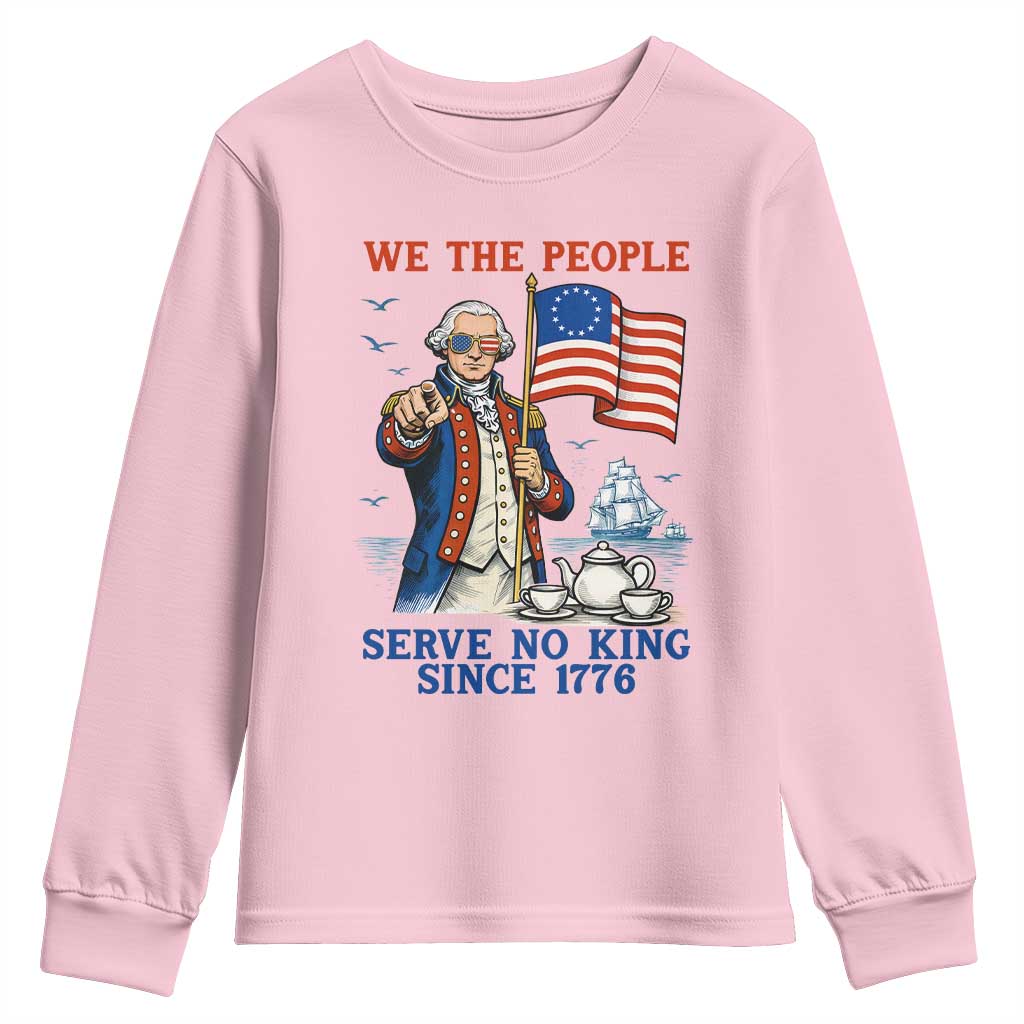 We The People Serve No Kings Youth Sweatshirt Funny George Washington Protest