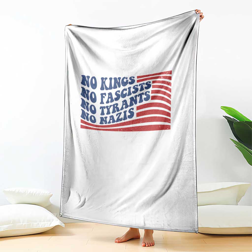 No Kings No Fascists Throw Blanket American Flag Patriotic Protest