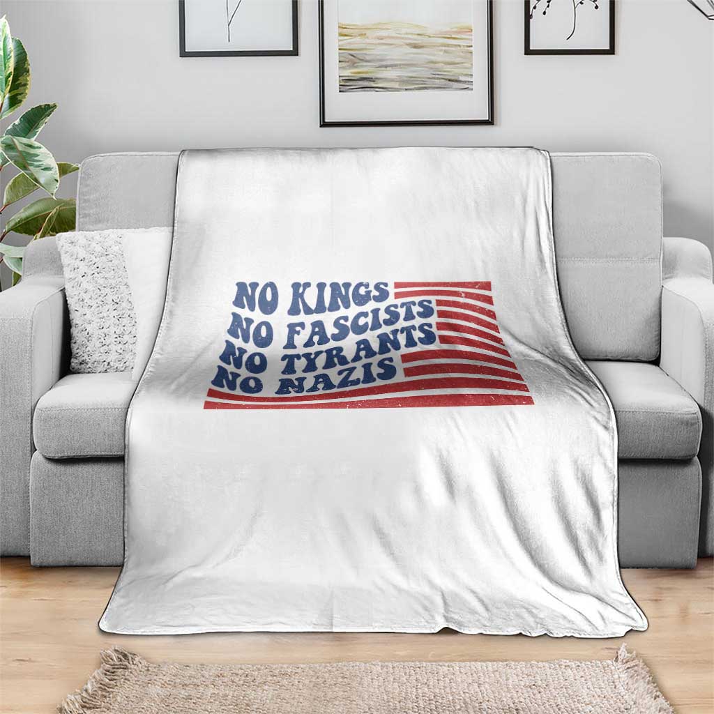 No Kings No Fascists Throw Blanket American Flag Patriotic Protest