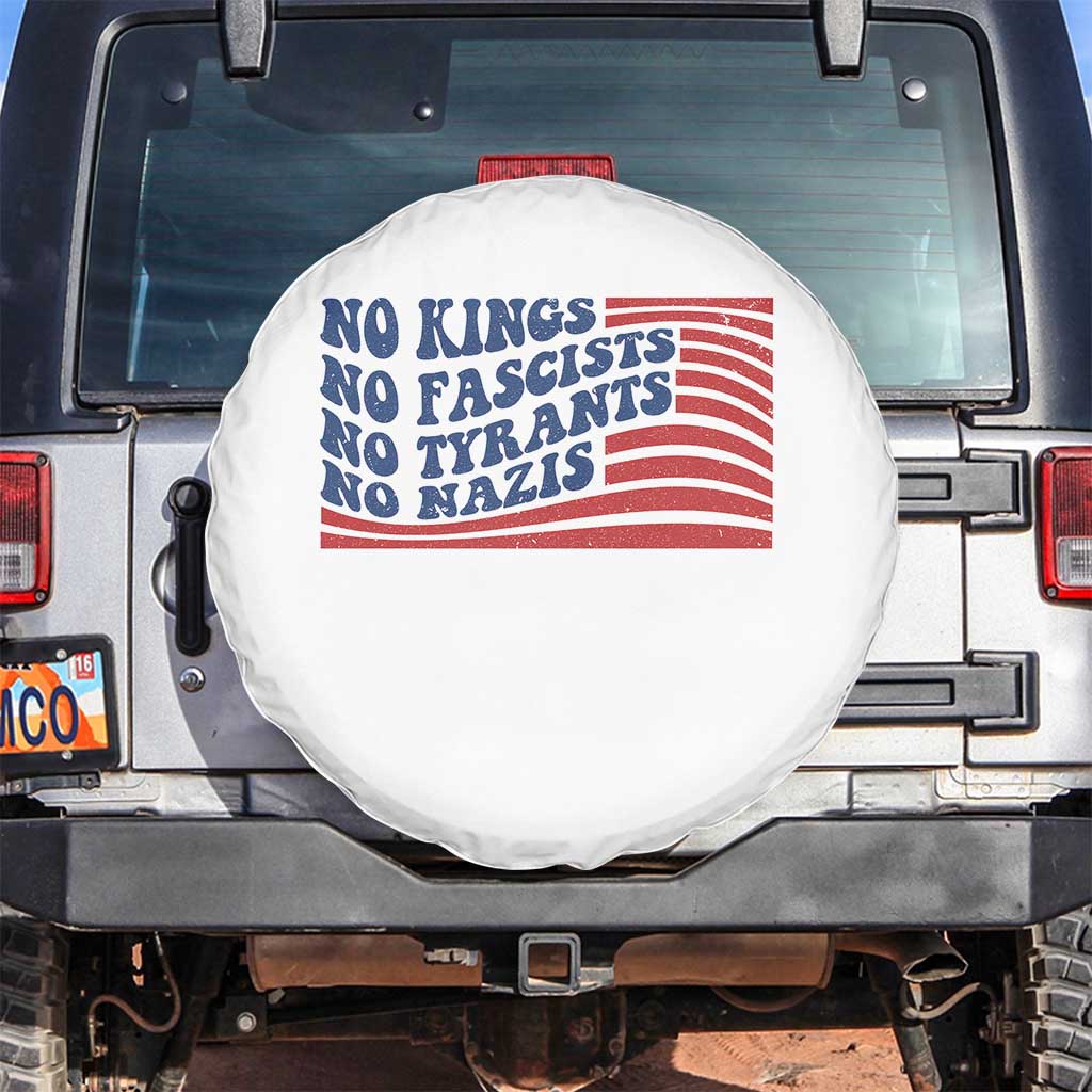 No Kings No Fascists Spare Tire Cover American Flag Patriotic Protest