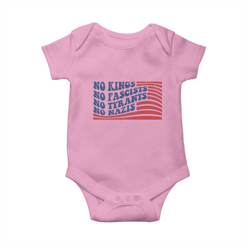 No Kings No Fascists Baby Onesie American Flag Patriotic Protest