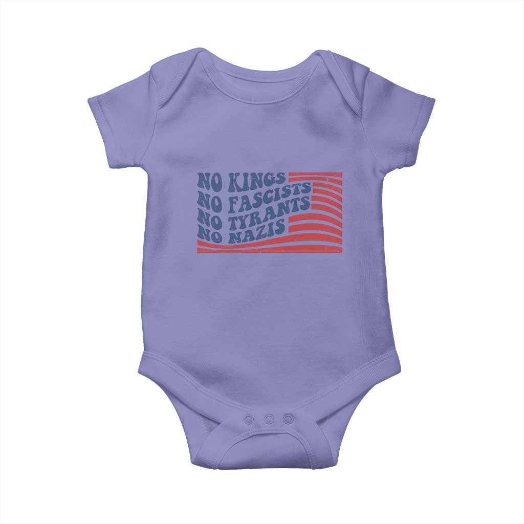 No Kings No Fascists Baby Onesie American Flag Patriotic Protest