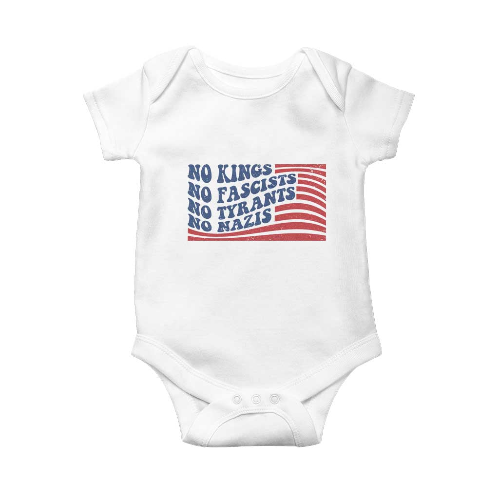 No Kings No Fascists Baby Onesie American Flag Patriotic Protest