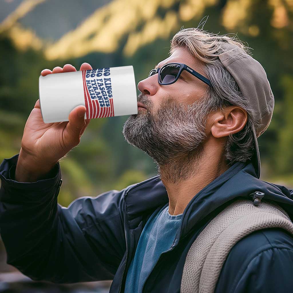 No Kings No Fascists 4 in 1 Can Cooler Tumbler American Flag Patriotic Protest