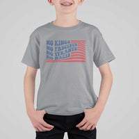 No Kings No Fascists T Shirt For Kid American Flag Patriotic Protest