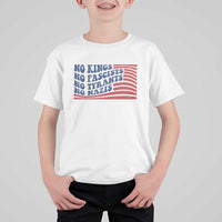 No Kings No Fascists T Shirt For Kid American Flag Patriotic Protest