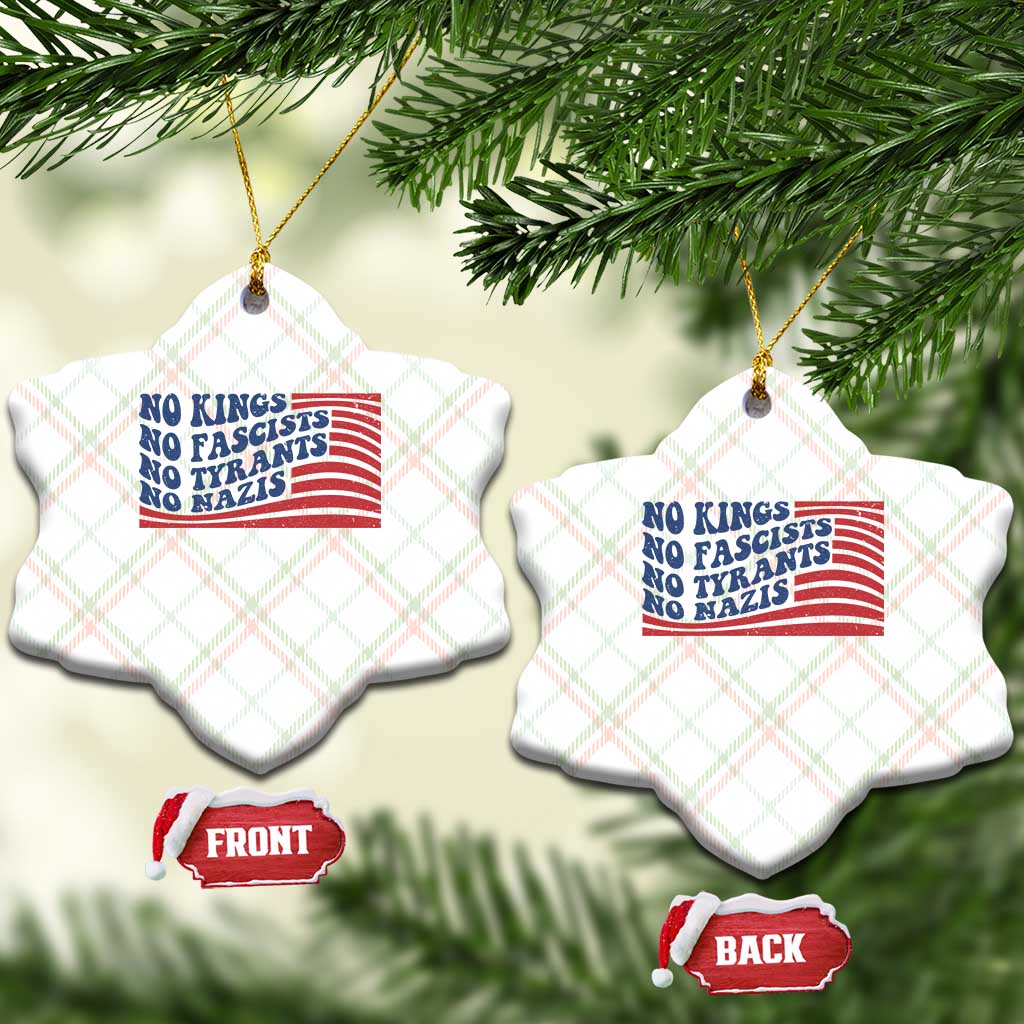 No Kings No Fascists Ceramic Ornament American Flag Patriotic Protest