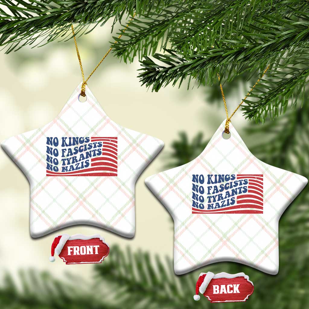 No Kings No Fascists Ceramic Ornament American Flag Patriotic Protest