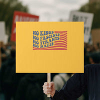No Kings No Fascists Protest Sign American Flag Patriotic Protest
