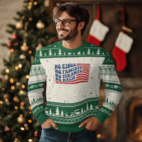 No Kings No Fascists Ugly Christmas Sweater American Flag Patriotic Protest