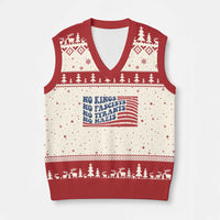 No Kings No Fascists V-Neck Knit Sweater Vest American Flag Patriotic Protest