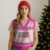 No Kings No Fascists V-Neck Knit Sweater Vest American Flag Patriotic Protest