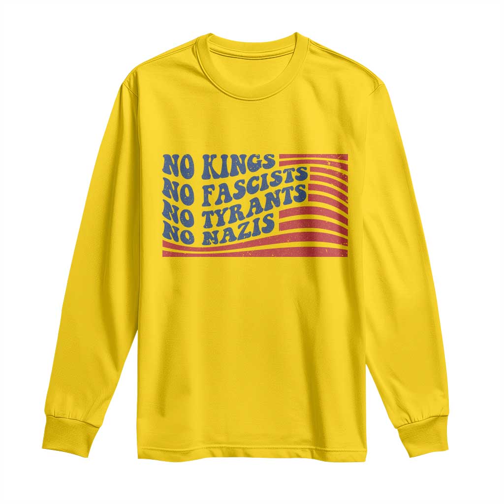 No Kings No Fascists Long Sleeve Shirt American Flag Patriotic Protest