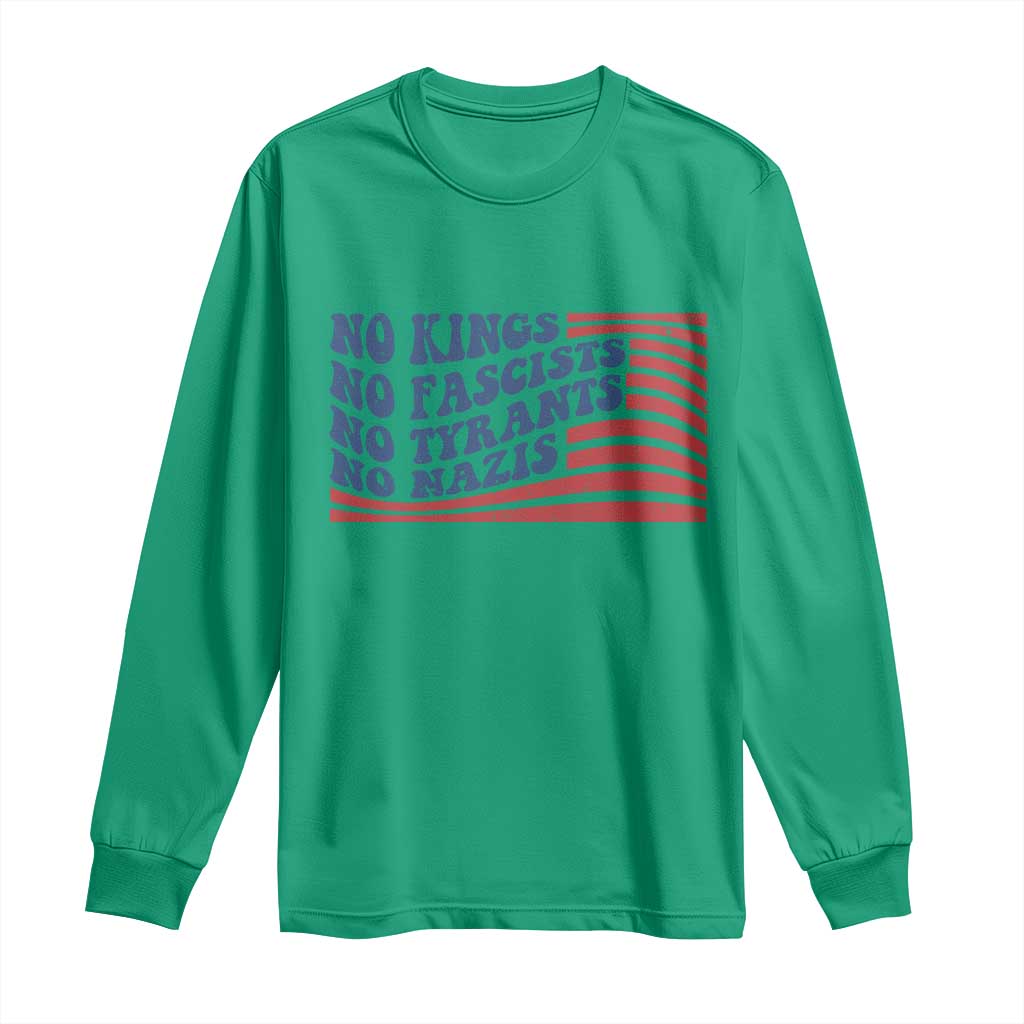 No Kings No Fascists Long Sleeve Shirt American Flag Patriotic Protest