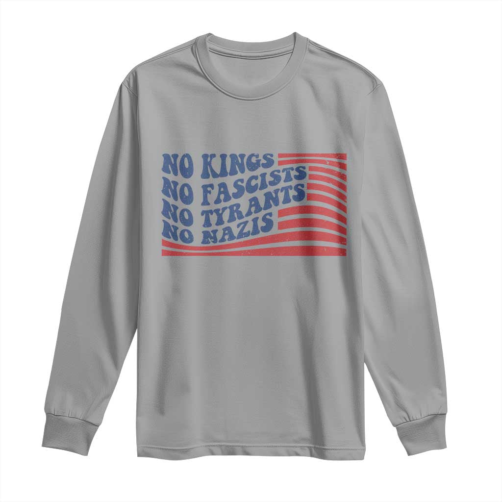 No Kings No Fascists Long Sleeve Shirt American Flag Patriotic Protest
