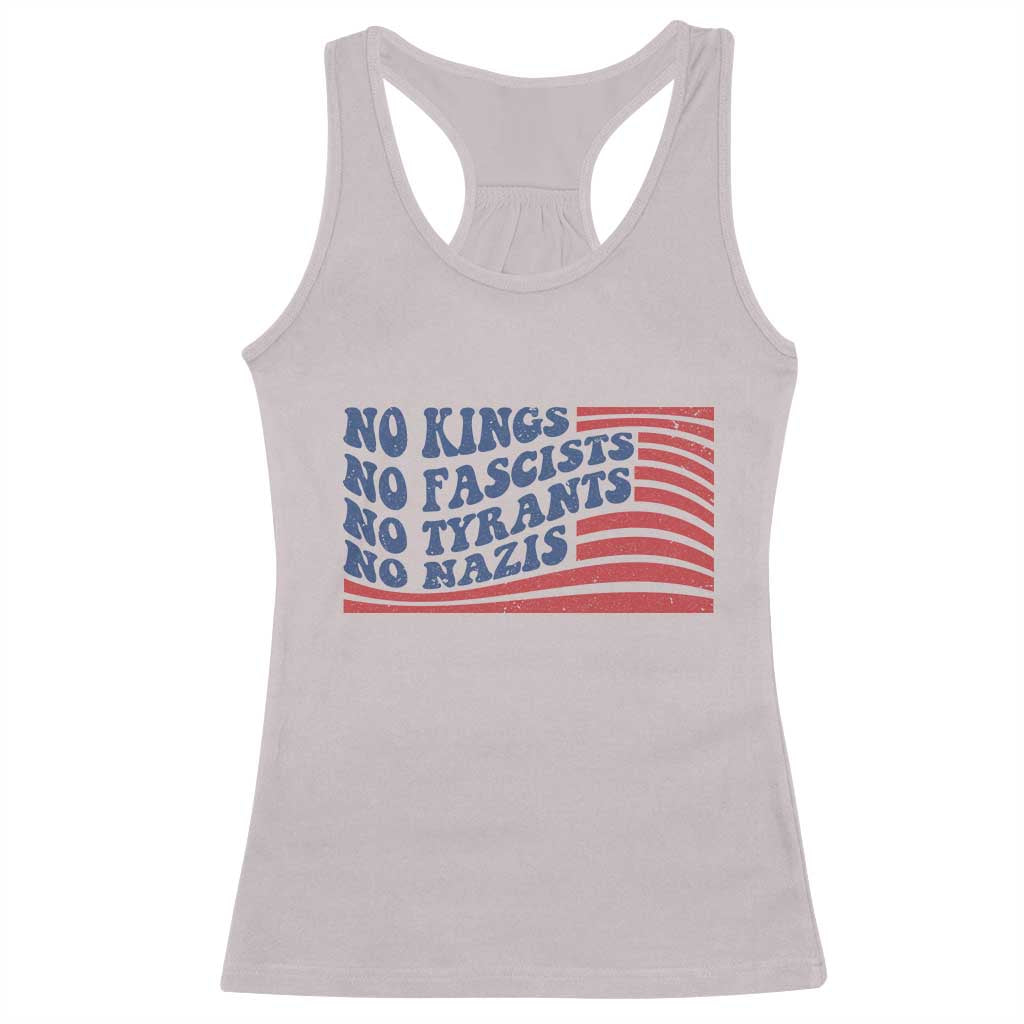 No Kings No Fascists Racerback Tank Top American Flag Patriotic Protest