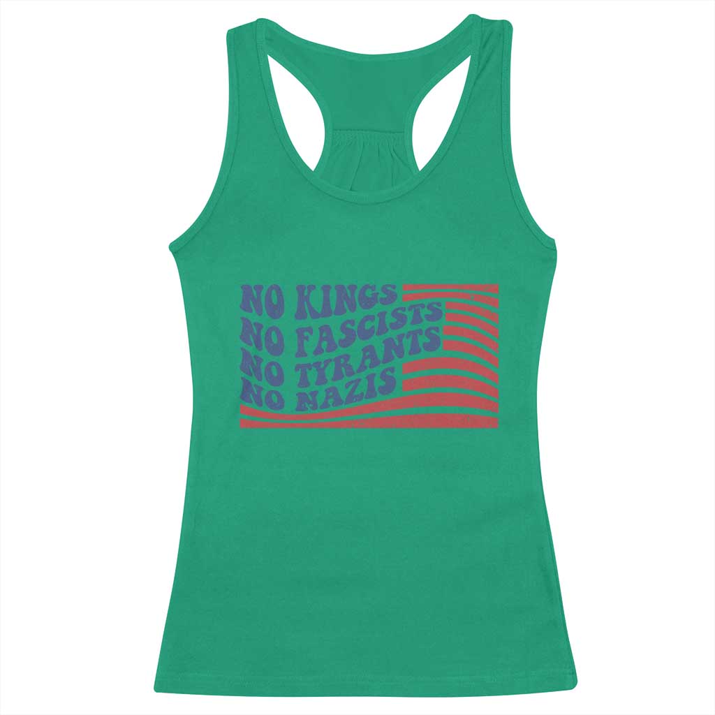 No Kings No Fascists Racerback Tank Top American Flag Patriotic Protest