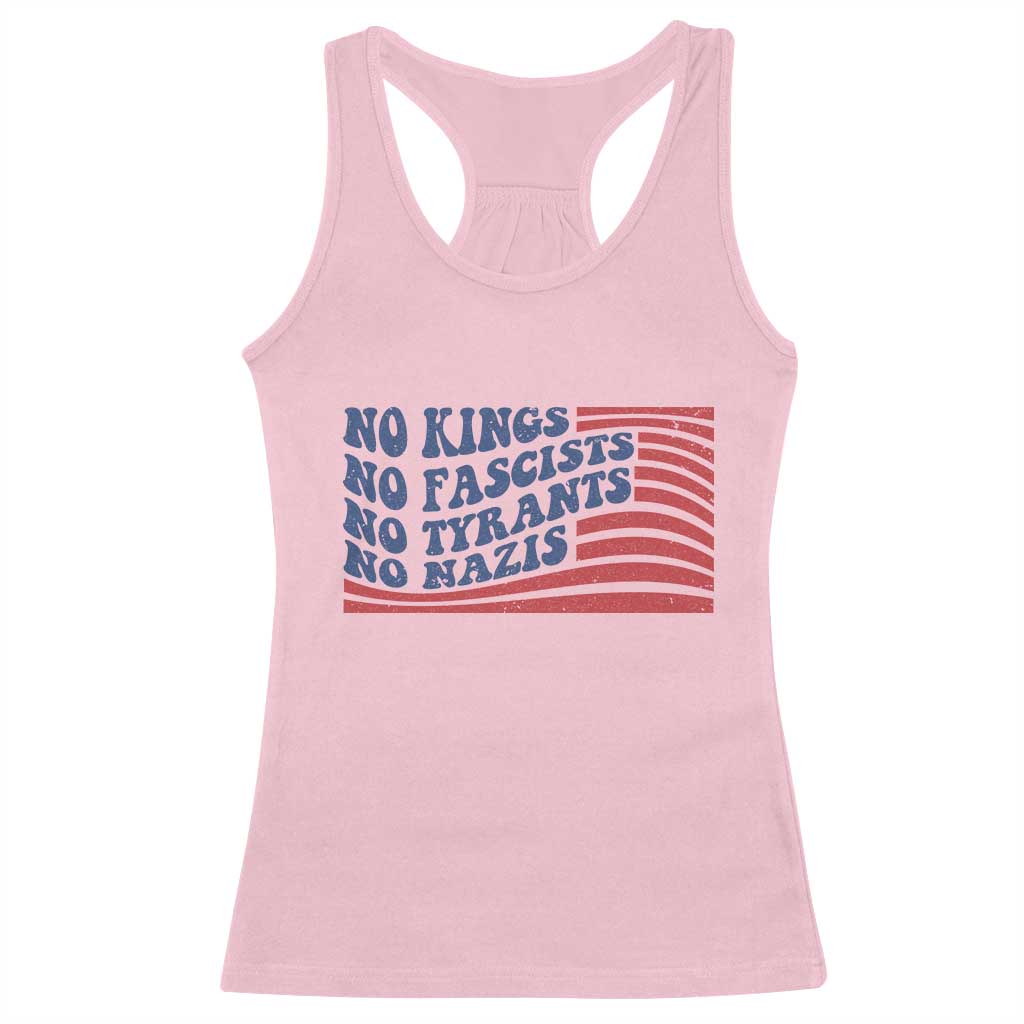 No Kings No Fascists Racerback Tank Top American Flag Patriotic Protest