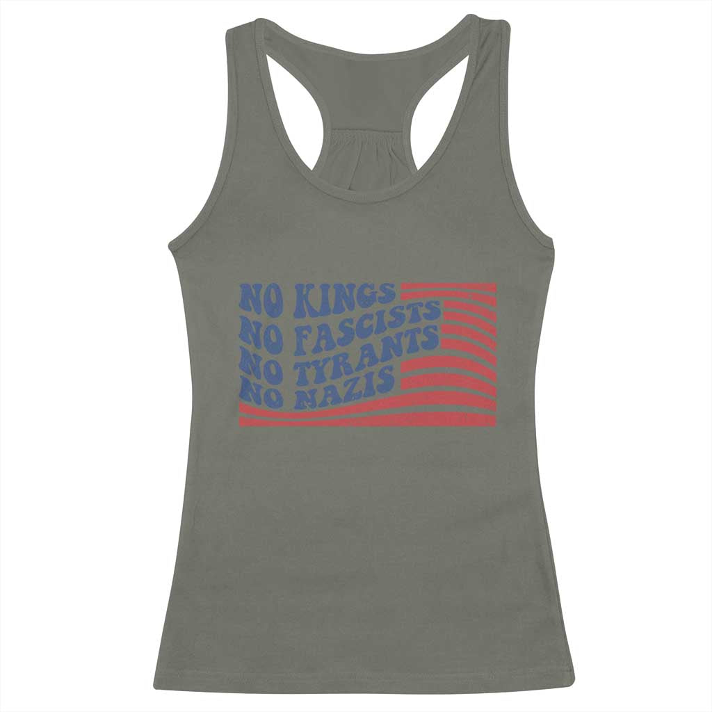 No Kings No Fascists Racerback Tank Top American Flag Patriotic Protest