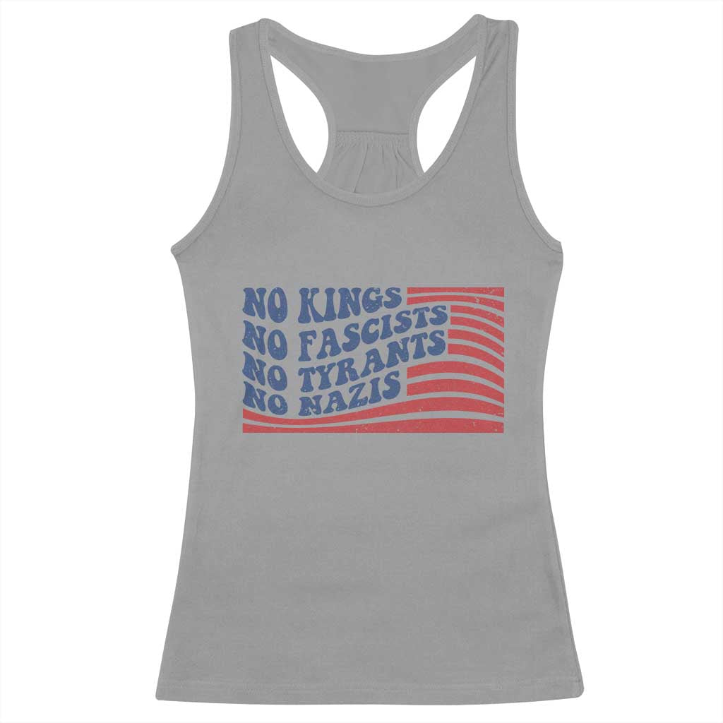 No Kings No Fascists Racerback Tank Top American Flag Patriotic Protest