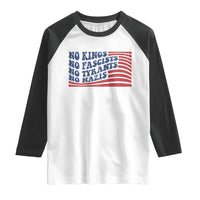 No Kings No Fascists Raglan Shirt American Flag Patriotic Protest