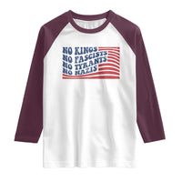 No Kings No Fascists Raglan Shirt American Flag Patriotic Protest