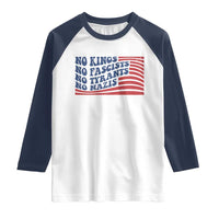No Kings No Fascists Raglan Shirt American Flag Patriotic Protest