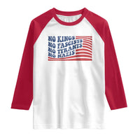 No Kings No Fascists Raglan Shirt American Flag Patriotic Protest