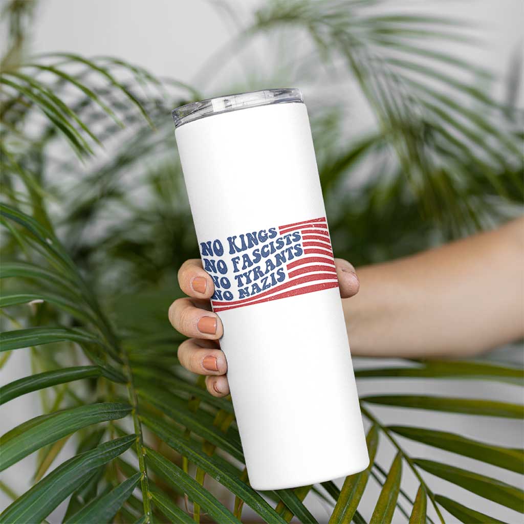 No Kings No Fascists Skinny Tumbler American Flag Patriotic Protest