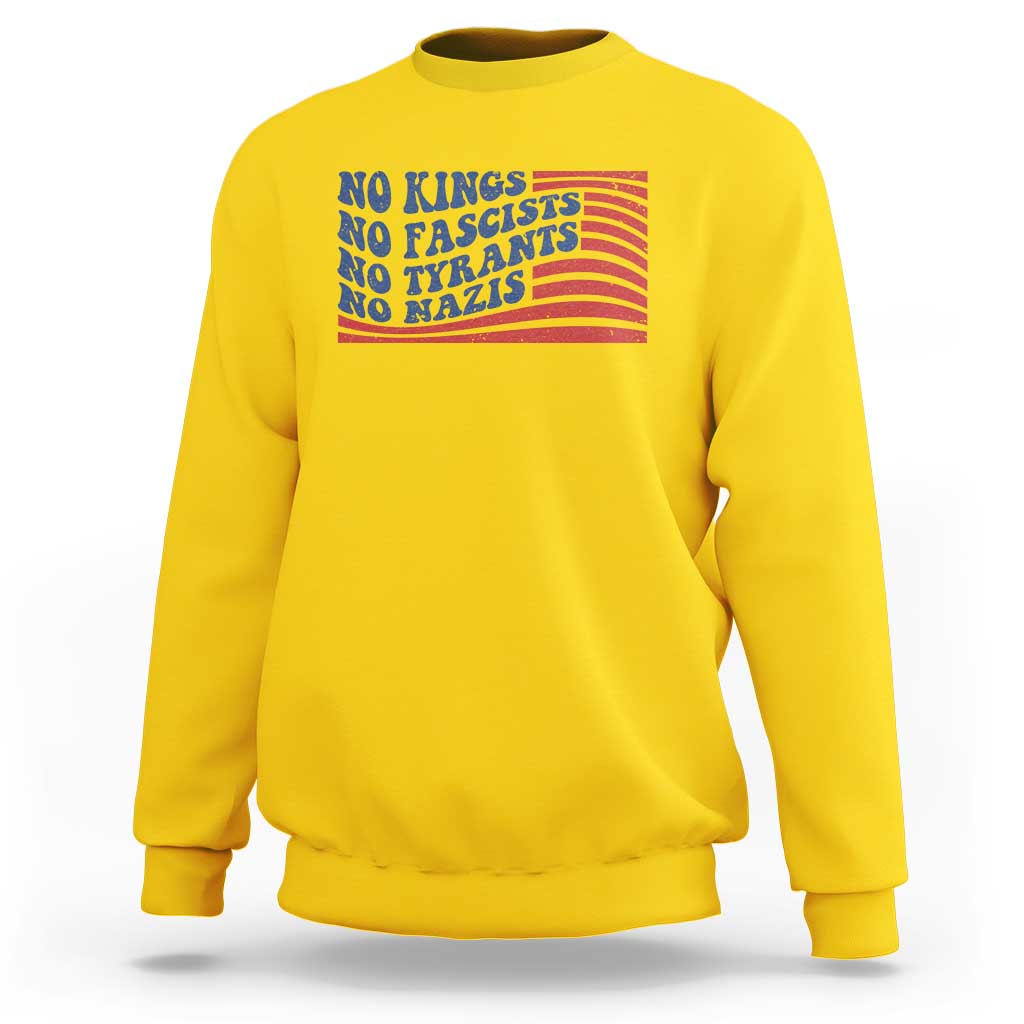 No Kings No Fascists Sweatshirt American Flag Patriotic Protest