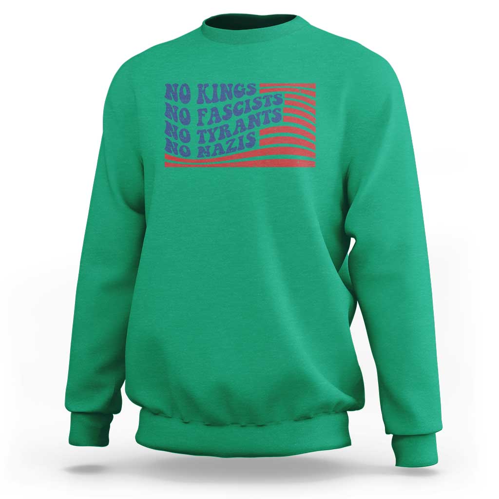 No Kings No Fascists Sweatshirt American Flag Patriotic Protest