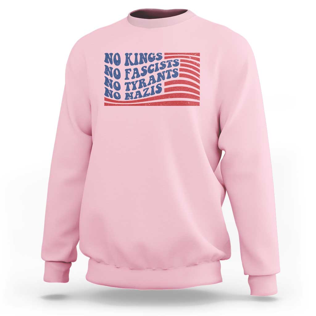No Kings No Fascists Sweatshirt American Flag Patriotic Protest