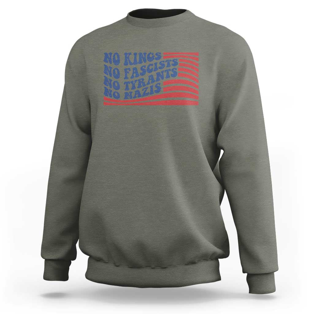 No Kings No Fascists Sweatshirt American Flag Patriotic Protest