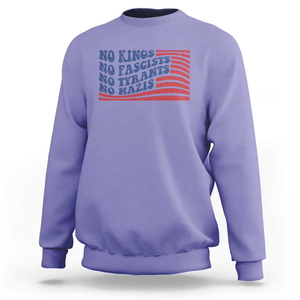 No Kings No Fascists Sweatshirt American Flag Patriotic Protest