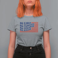 No Kings No Fascists T Shirt For Women American Flag Patriotic Protest