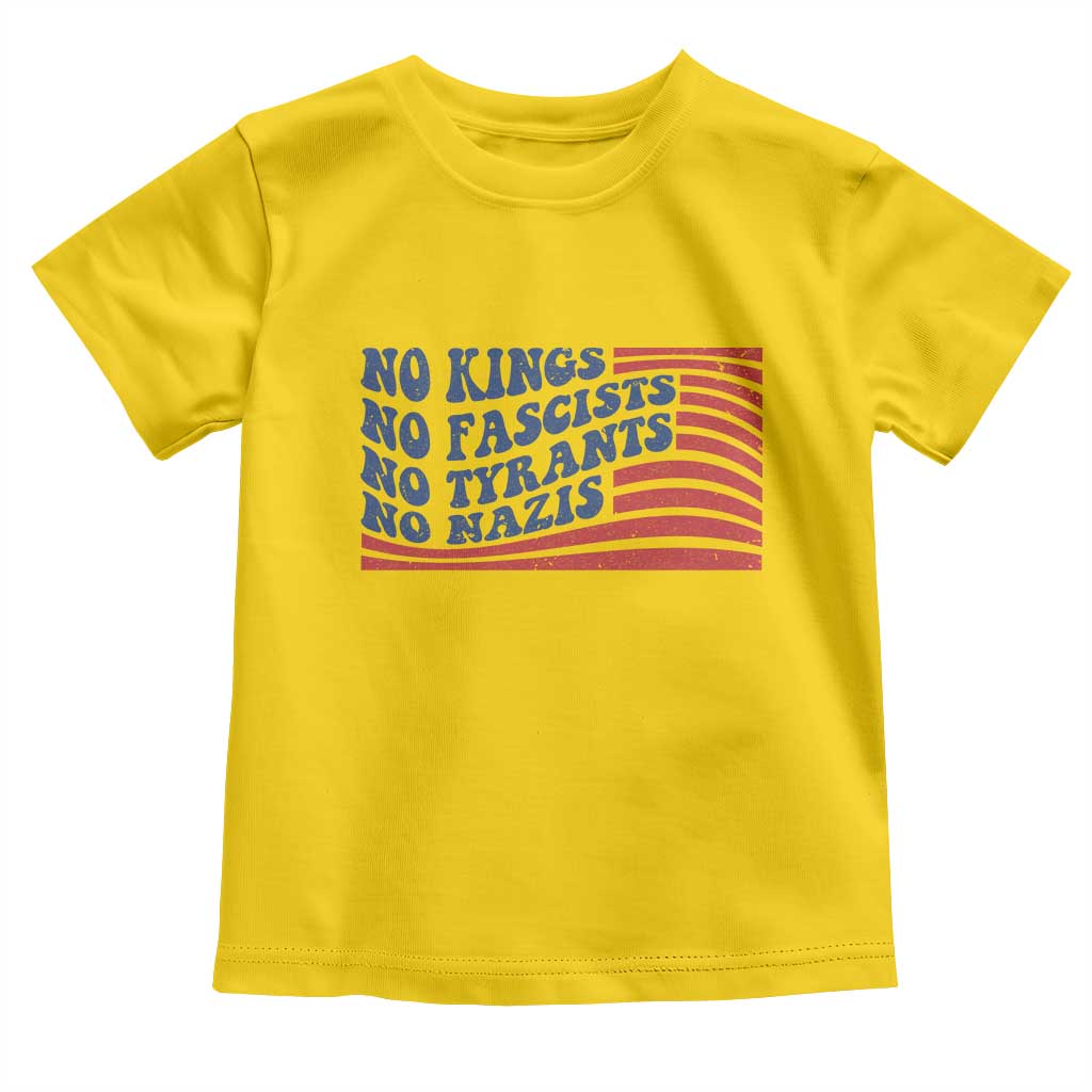 No Kings No Fascists Toddler T Shirt American Flag Patriotic Protest