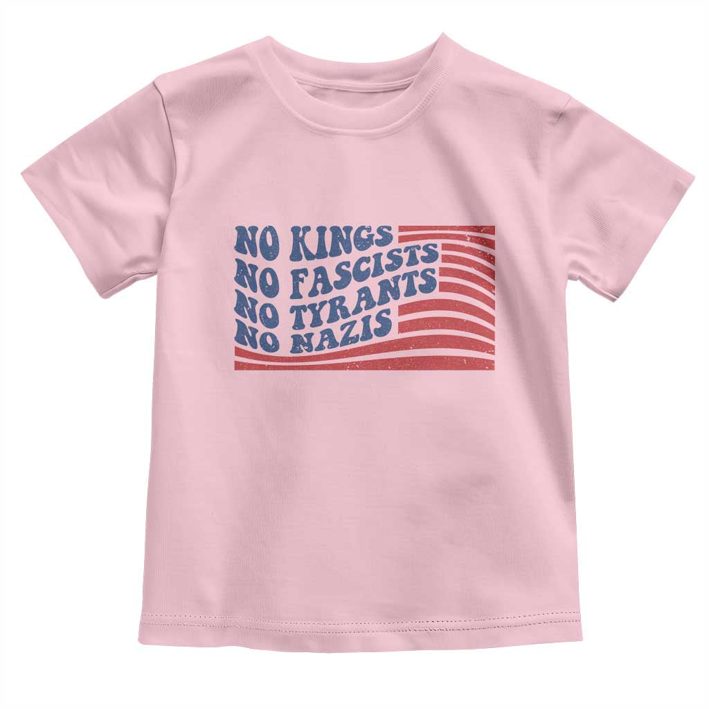 No Kings No Fascists Toddler T Shirt American Flag Patriotic Protest