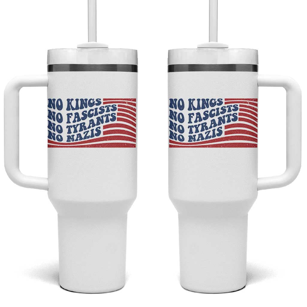 No Kings No Fascists Tumbler With Handle American Flag Patriotic Protest