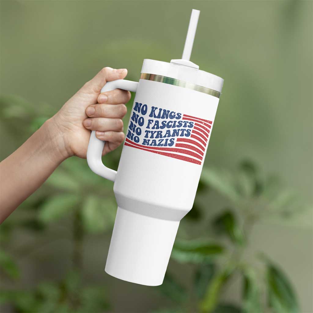 No Kings No Fascists Tumbler With Handle American Flag Patriotic Protest