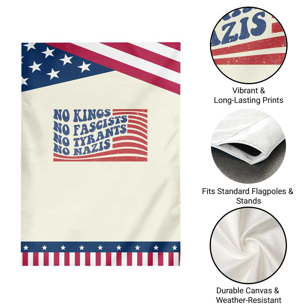 No Kings No Fascists Garden Flag American Flag Patriotic Protest