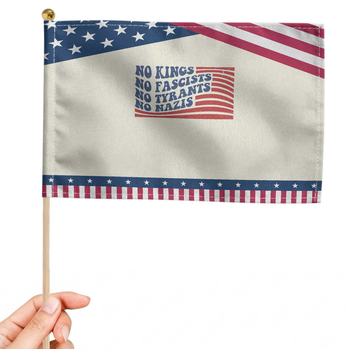 No Kings No Fascists Patriotic Handheld Flag American Flag Patriotic Protest