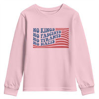 No Kings No Fascists Youth Sweatshirt American Flag Patriotic Protest