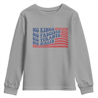 No Kings No Fascists Youth Sweatshirt American Flag Patriotic Protest