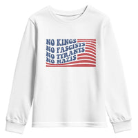 No Kings No Fascists Youth Sweatshirt American Flag Patriotic Protest