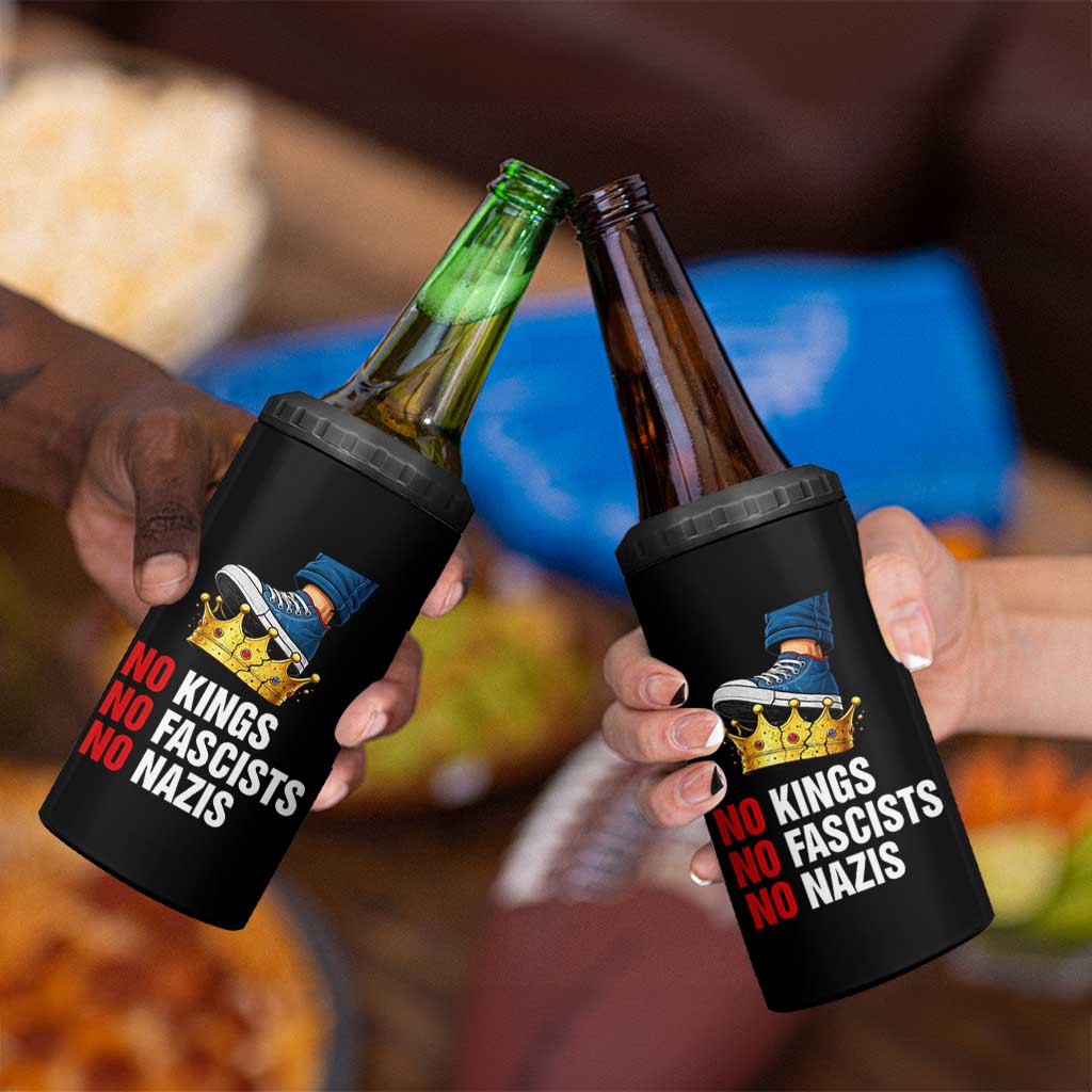 No Kings No Fascists No Nazis 4 in 1 Can Cooler Tumbler Anti Authoritarian Protest