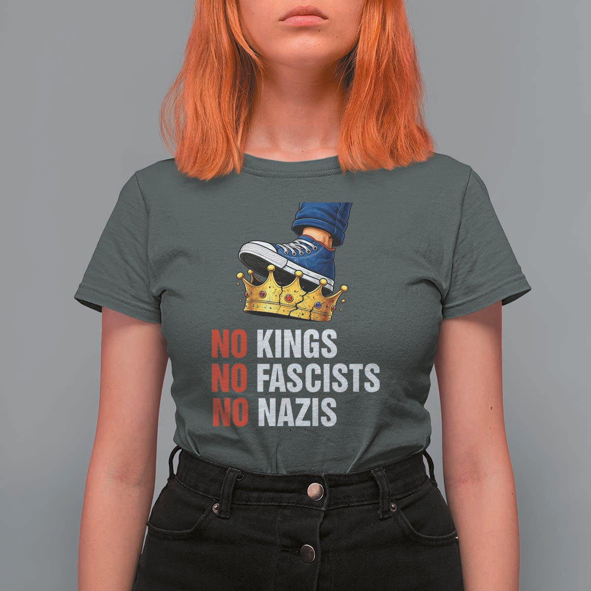 No Kings No Fascists No Nazis T Shirt For Women Anti Authoritarian Protest