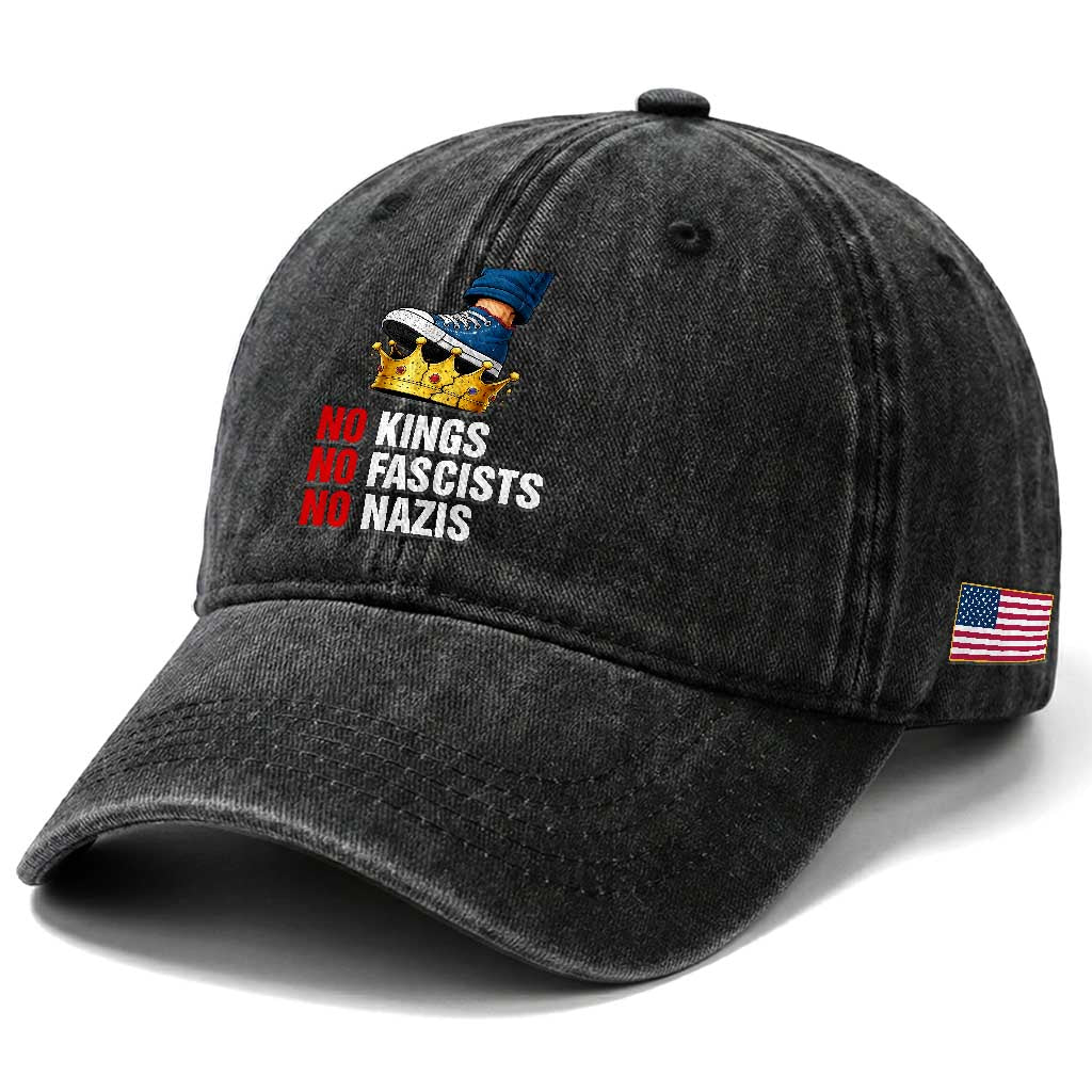 No Kings No Fascists No Nazis Washed Cotton Baseball Cap Anti Authoritarian Protest